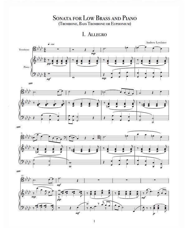 Sonata for Low Brass and Piano - score excerpt