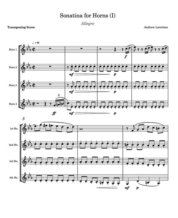 Sonata for Tuba and Piano score excerpt